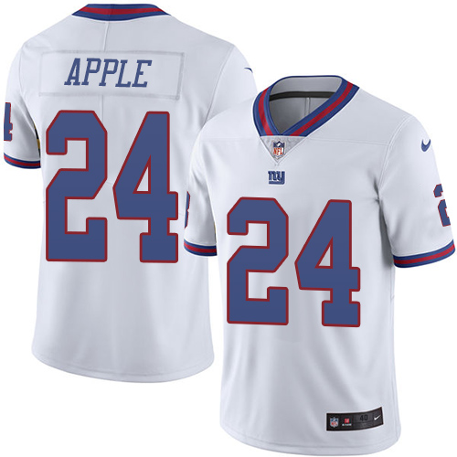 Men's Elite Eli Apple Nike Jersey White - #24 Rush NFL New York Giants